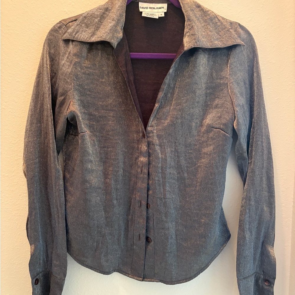David Benjamin Women’s Metallic Button up Blouse